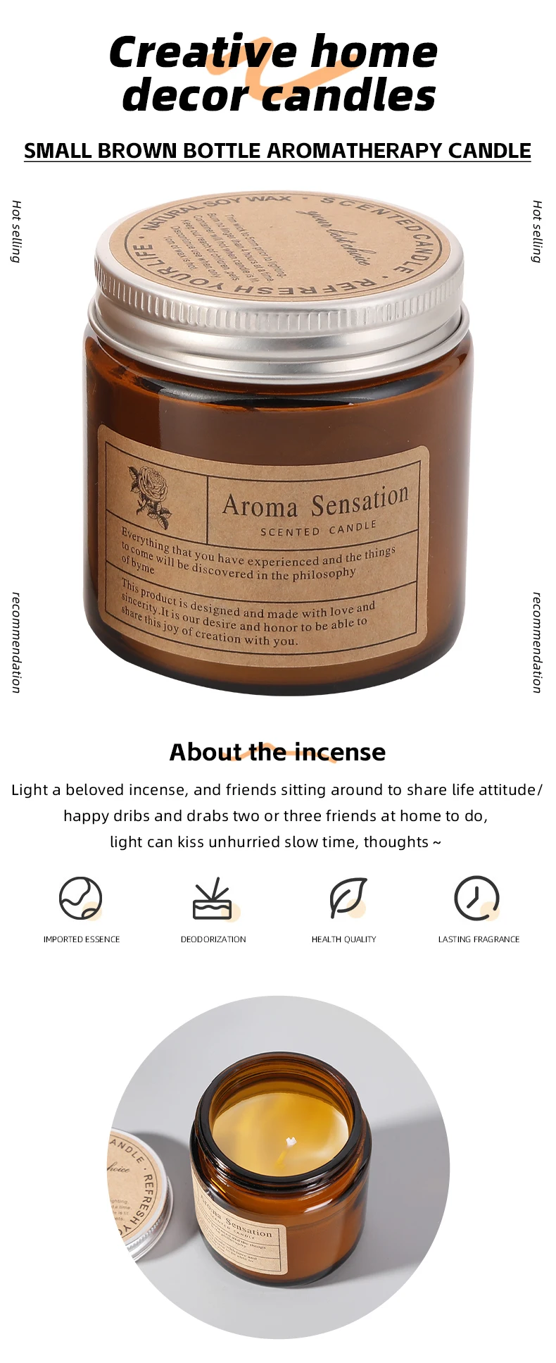 Wholesale Soy Candle For Birthday Gift Home Scented Amber Jar Candles