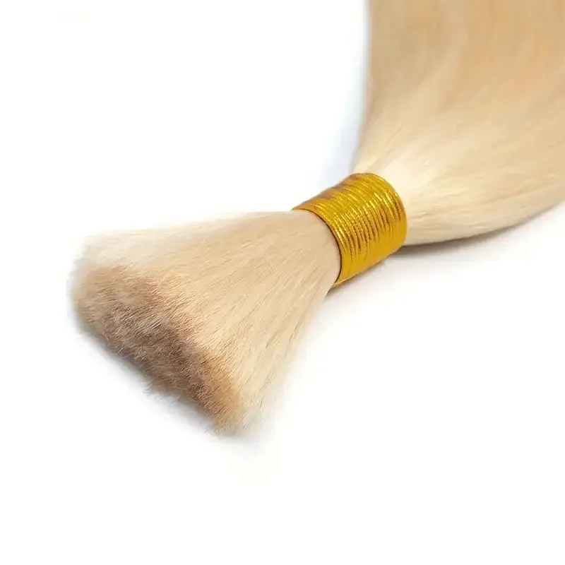 Blonde Human Hair Bulk Braiding Extensions No Weft Unprocessed 50g 16-24inch_voghion.com