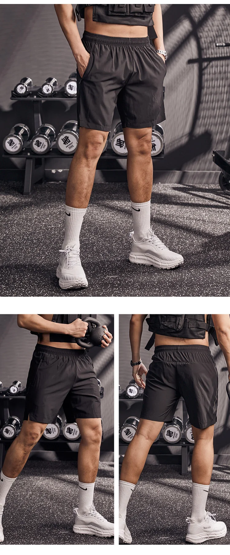 Athletic Men Wear Sport Running Shorts With Back Zipper Pocket Blank