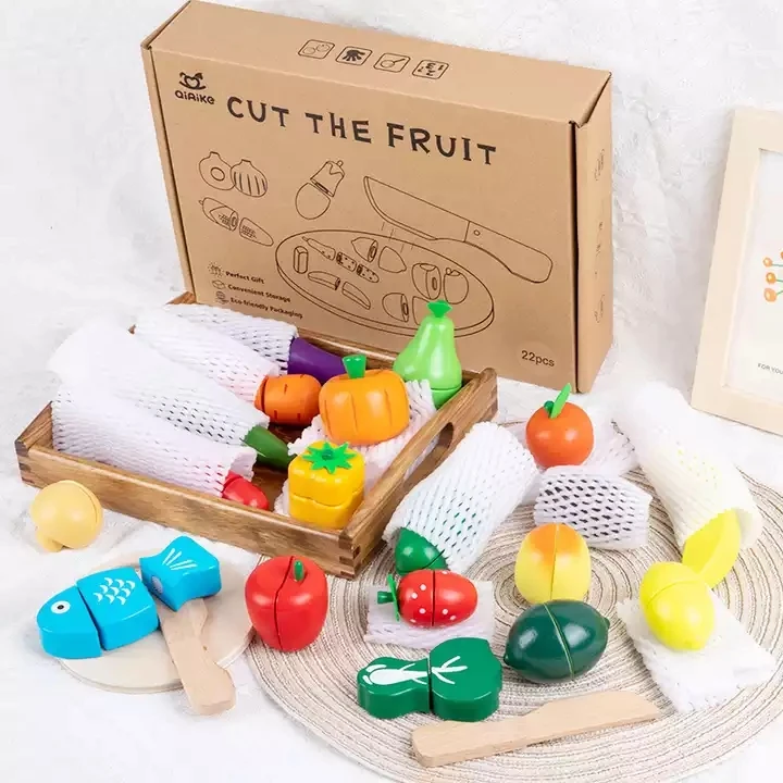 Игрушка для резки овощей, фруктов, магнит, детская деревянная кухонная игрушка для готовки, раннее обучение, обучающая игрушка, подарок