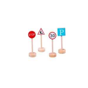 2026 Montessori Material Wooden Train Tracks and Traffic Signs Role Playing Toys for Children