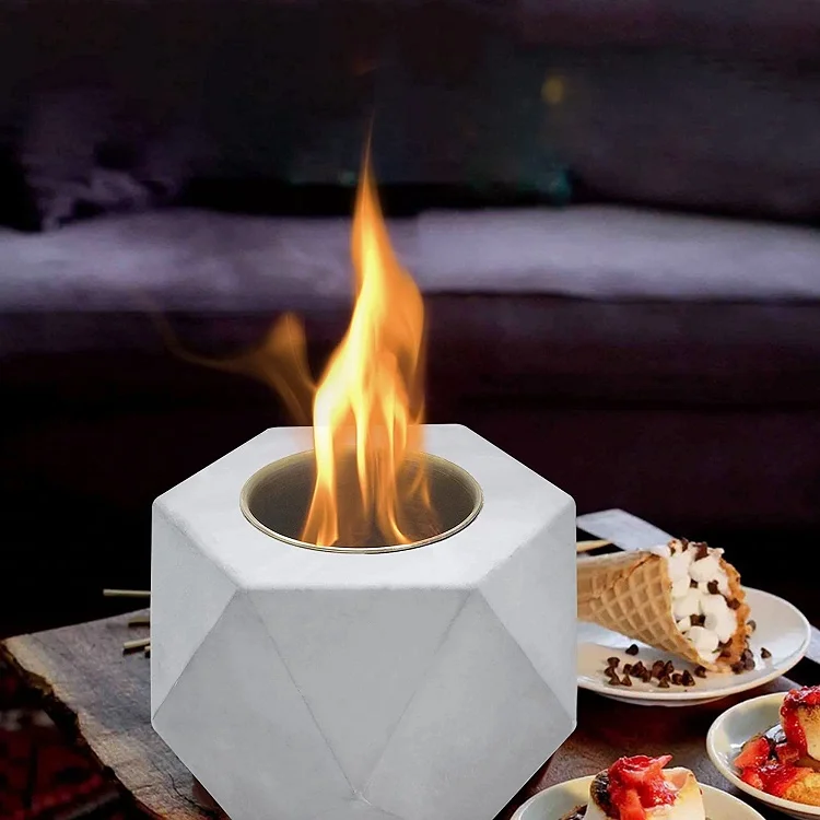 SUNBOW новая бетонная настольная чаша для огня с мраморным эффектом, миниатюрный геометрический персональный камин, шестигранная настольная чаша для огня