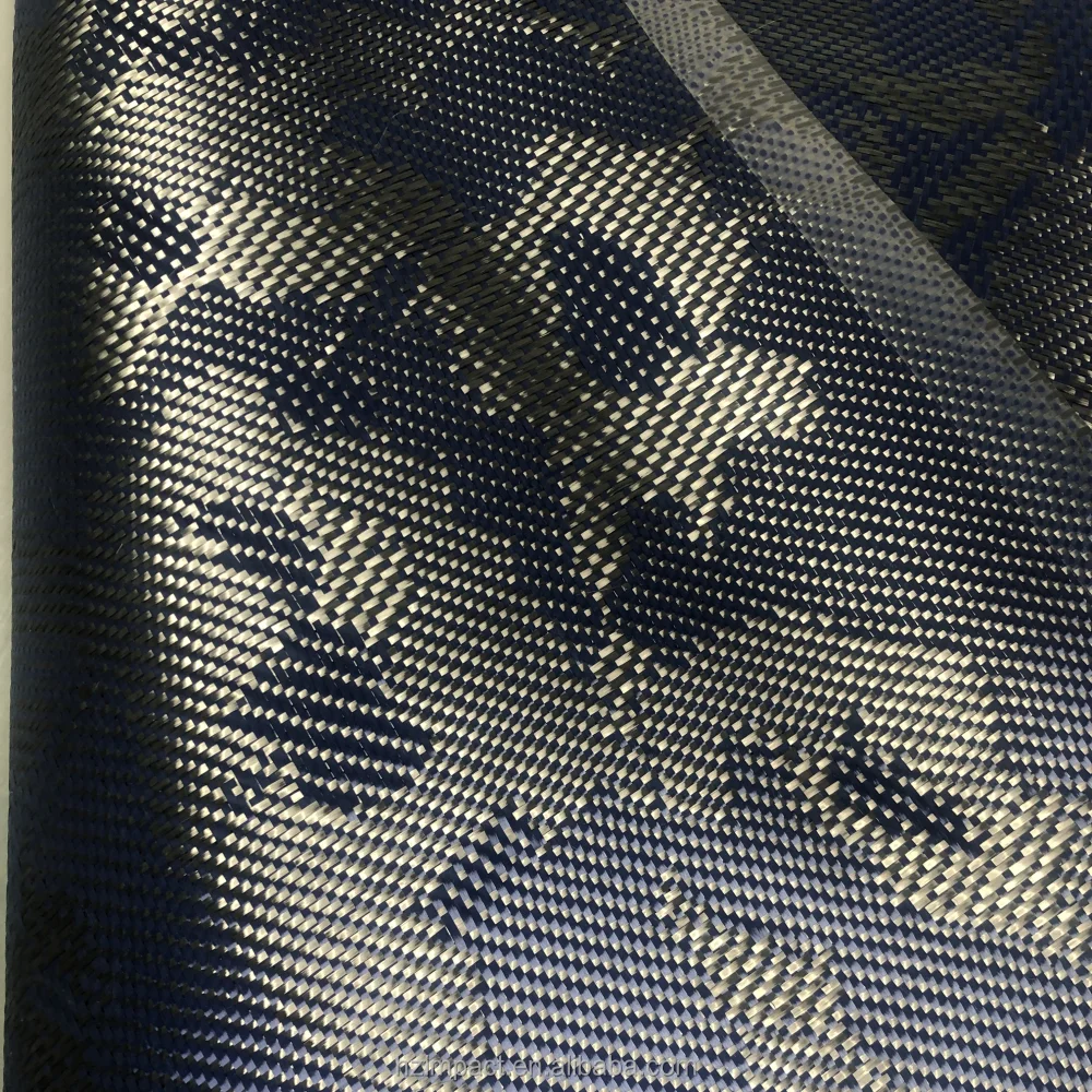 240gsm Blue Camouflage Jacquard Carbon Aramid Hybrid Fiber Fabric for Use Carbon Fiber Fabric with Camouflage Design