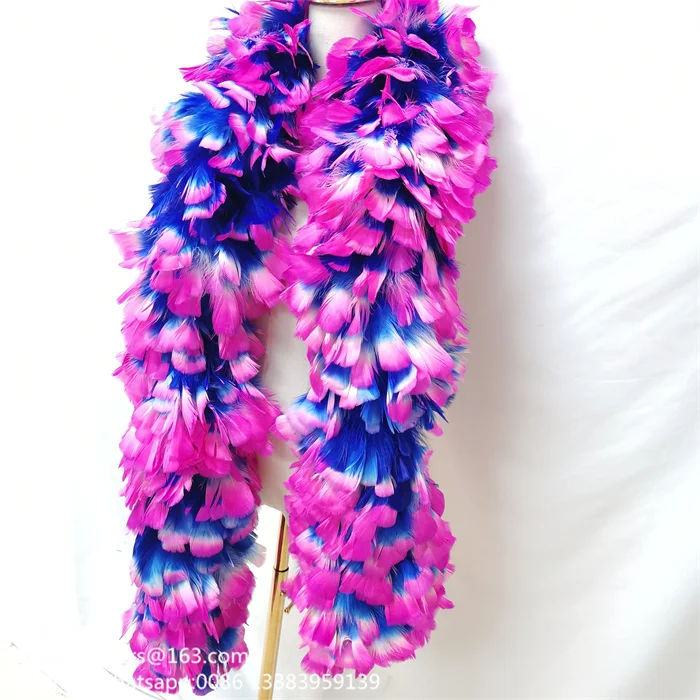 Jeniorr Double Color Natural Big Turkey Feather Scarf Boas Wedding Clothing  Sewing Accessory 200 Grams Fluffy Decorative Feather boa - Deep Purple 