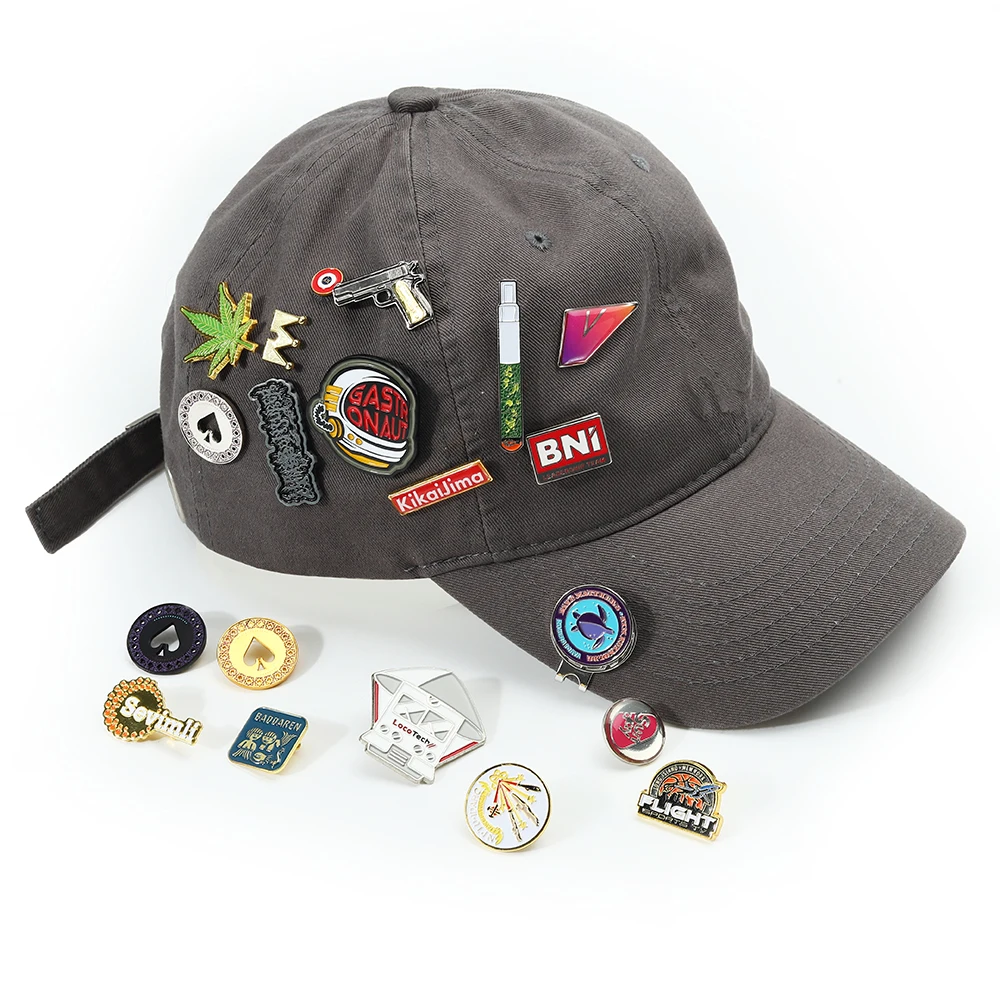 Factory Suppliers Custom Logo Fitted Baseball Hat Pins Emblem Hard Soft