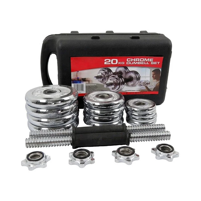 20kg Chrome Dumbbells Set, Free Weights Dumbbell with