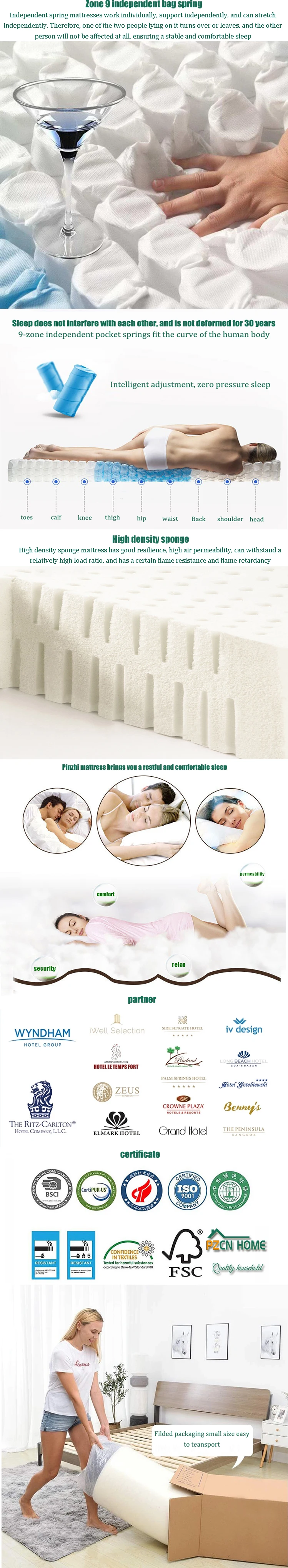 Pinzhi home ODM Knitted fabric relief pressure memory foam queen size mattress