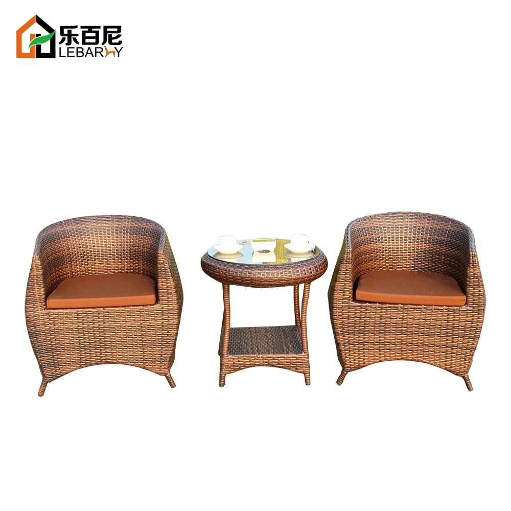 small wicker table and two chairs