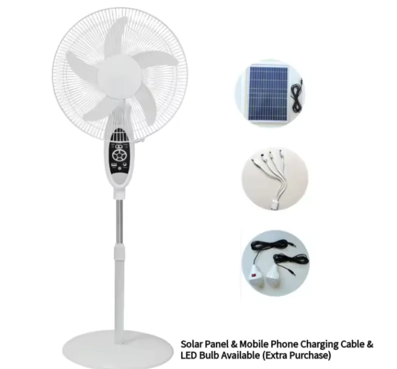 High Quality Electric Rechargeable Stand Fan 16 Inches Solar Powered Fans Solar Fan With Panel and Battery