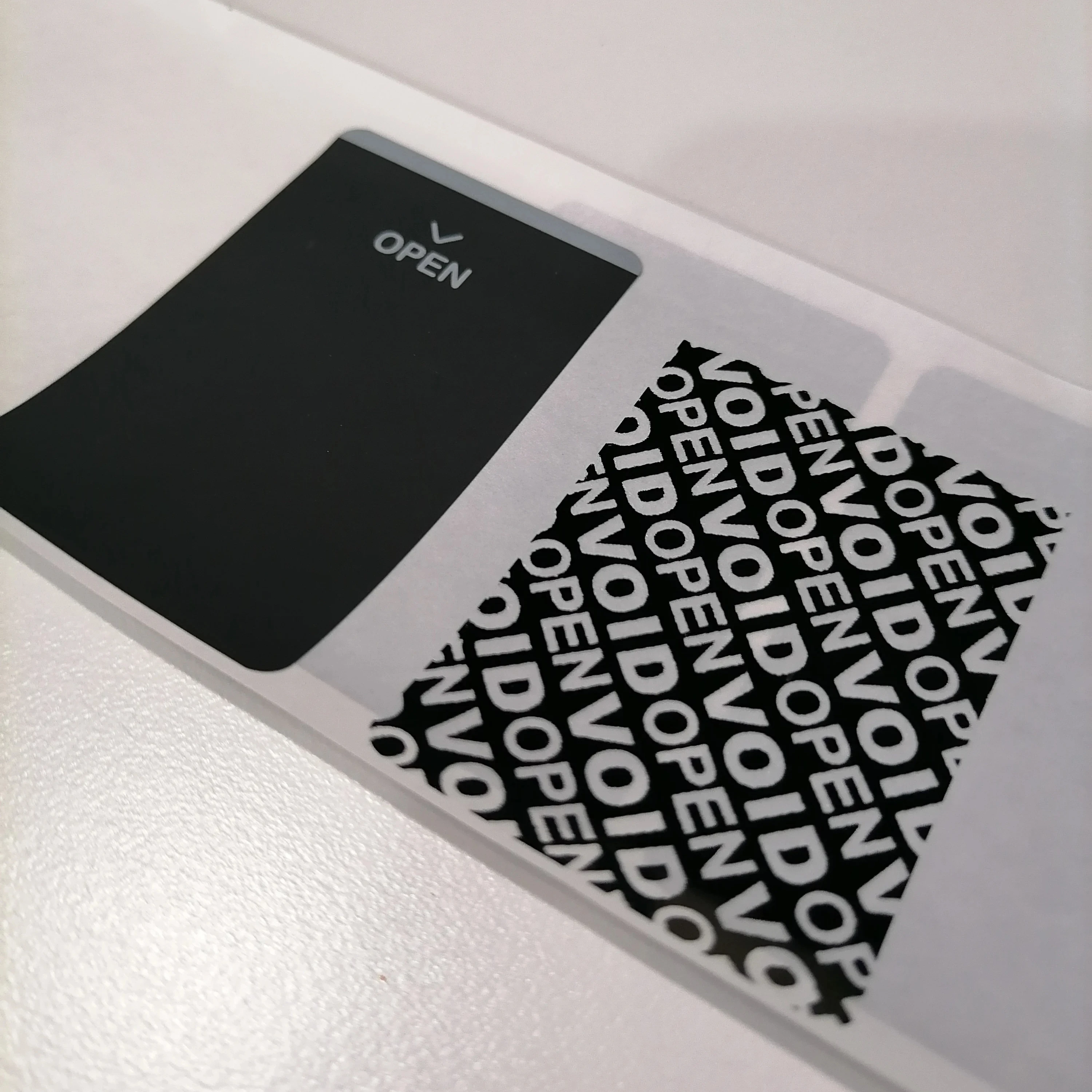 Matte Black Tamper VOID Sticker with Custom Logo Printed and Unique Number
