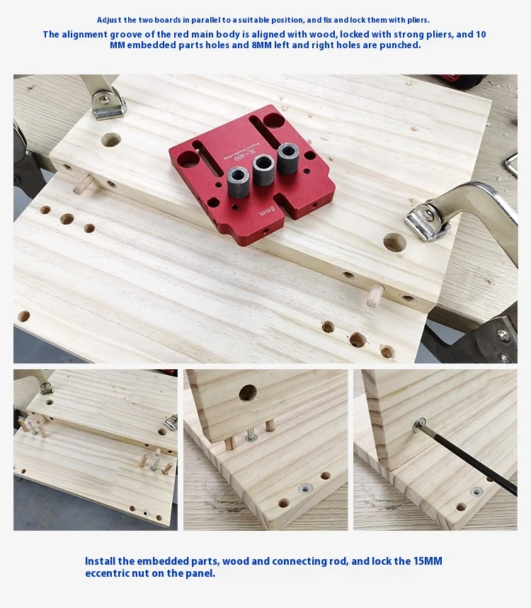 TEBAK W-139 Woodworking Hole Drill Punch Easy Operation Hard Metal Material Sturdy Triple Drilling Guide  X400
