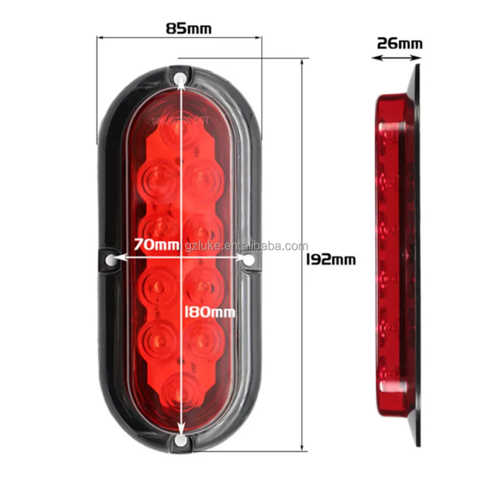 6-Inch Surface Mount LED Brake Stop Turn Tail Light for Trailer Truck RV New Sealed Amber Warning 24V Voltage