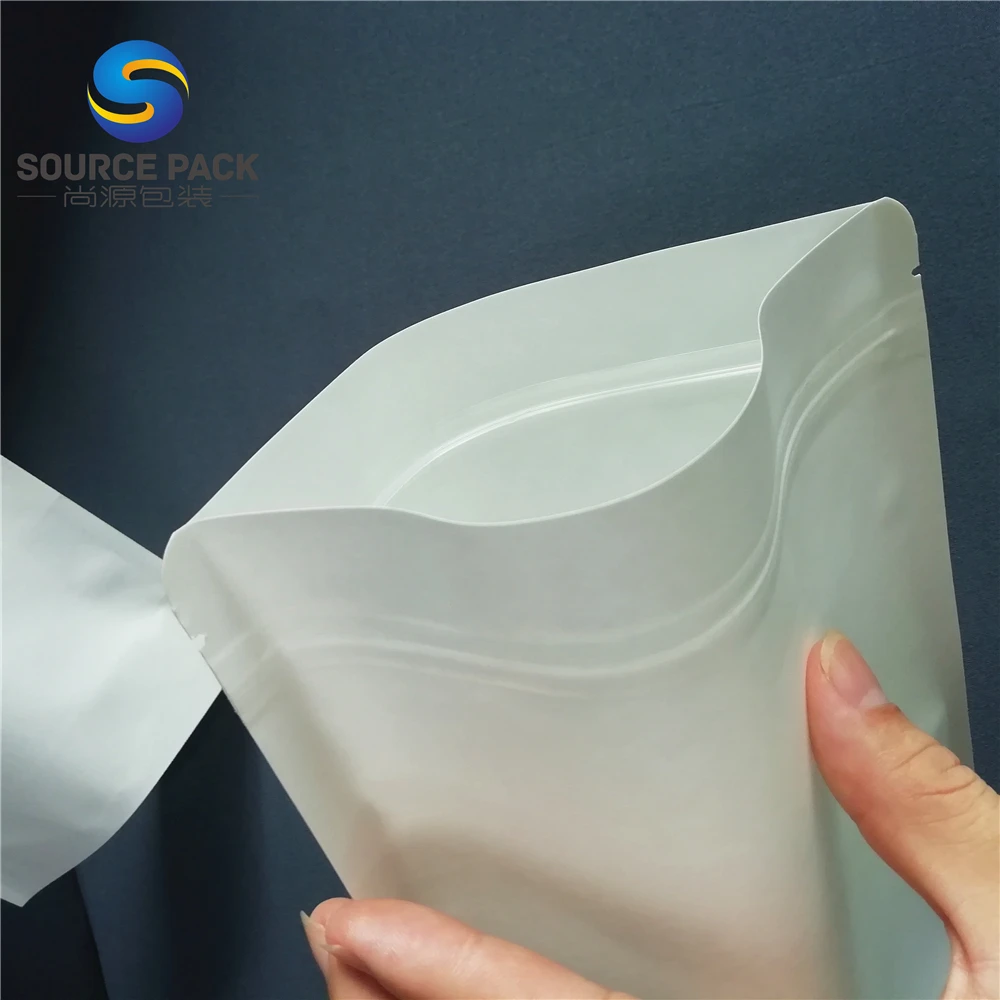 Wholesale Food Packaging Ziplock Stand up Pouch White Kraft Paper Bag With Window