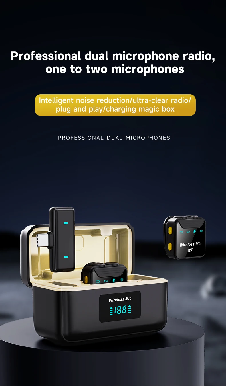 Original SX23 Lavalier Wireless Microphone Interview Collar Clip Dual Lapel Microphone Video Camera Live Streaming Microphone