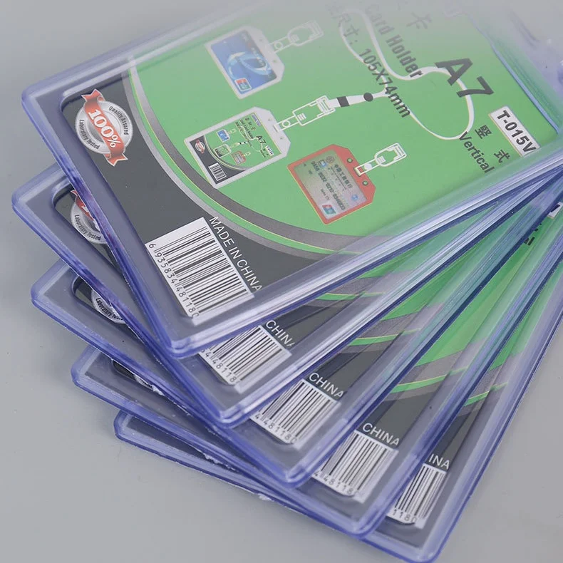 plastic id card sleeves Vertical Crystal Clear Badge Holder - Hard 2 5/8 X 4) CLEAR VISIBILITY 10Pcs ID Card Badge Holder
