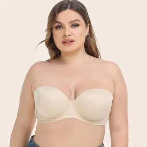 All-Match BCDEFG Non-Silicone Wedding Bralette for Plus Size Wire-Free Top-Type Underwear Solid Strapless Knitted Everyday Hook