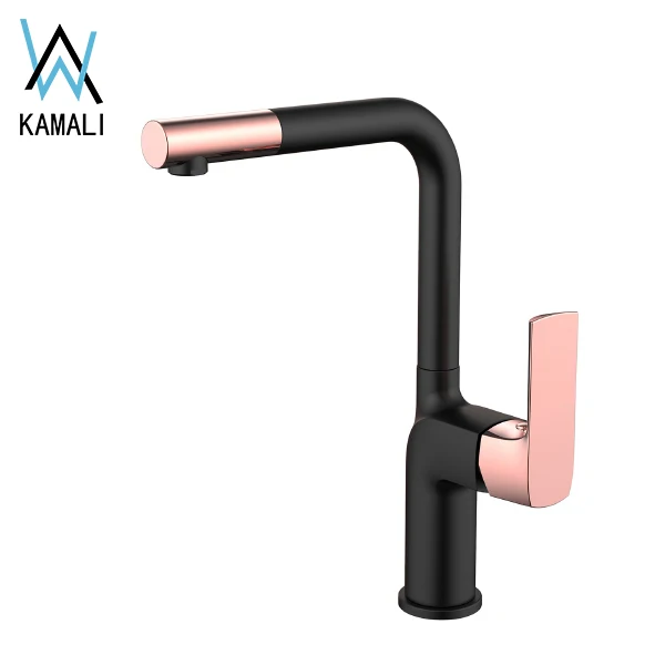 Kamali sanitary ware wras new design modern industrial brass flexible hose black long single handle 