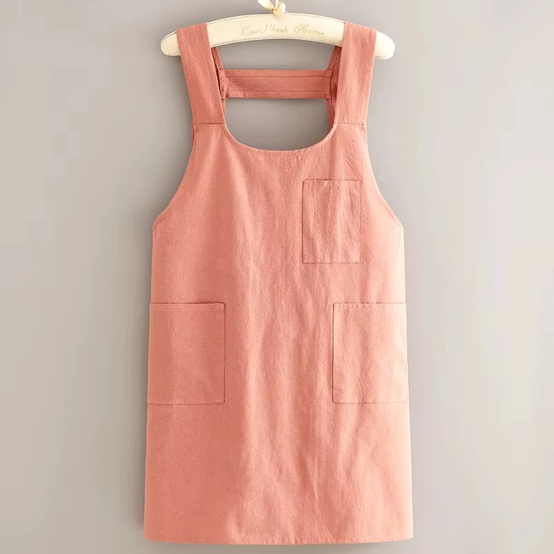 Solid Color Men Women Custom Logo Oilproof Waterproof Apron Sleeveless Aprons Kitchen Cooking Restaurant Bib Apron with Pocket