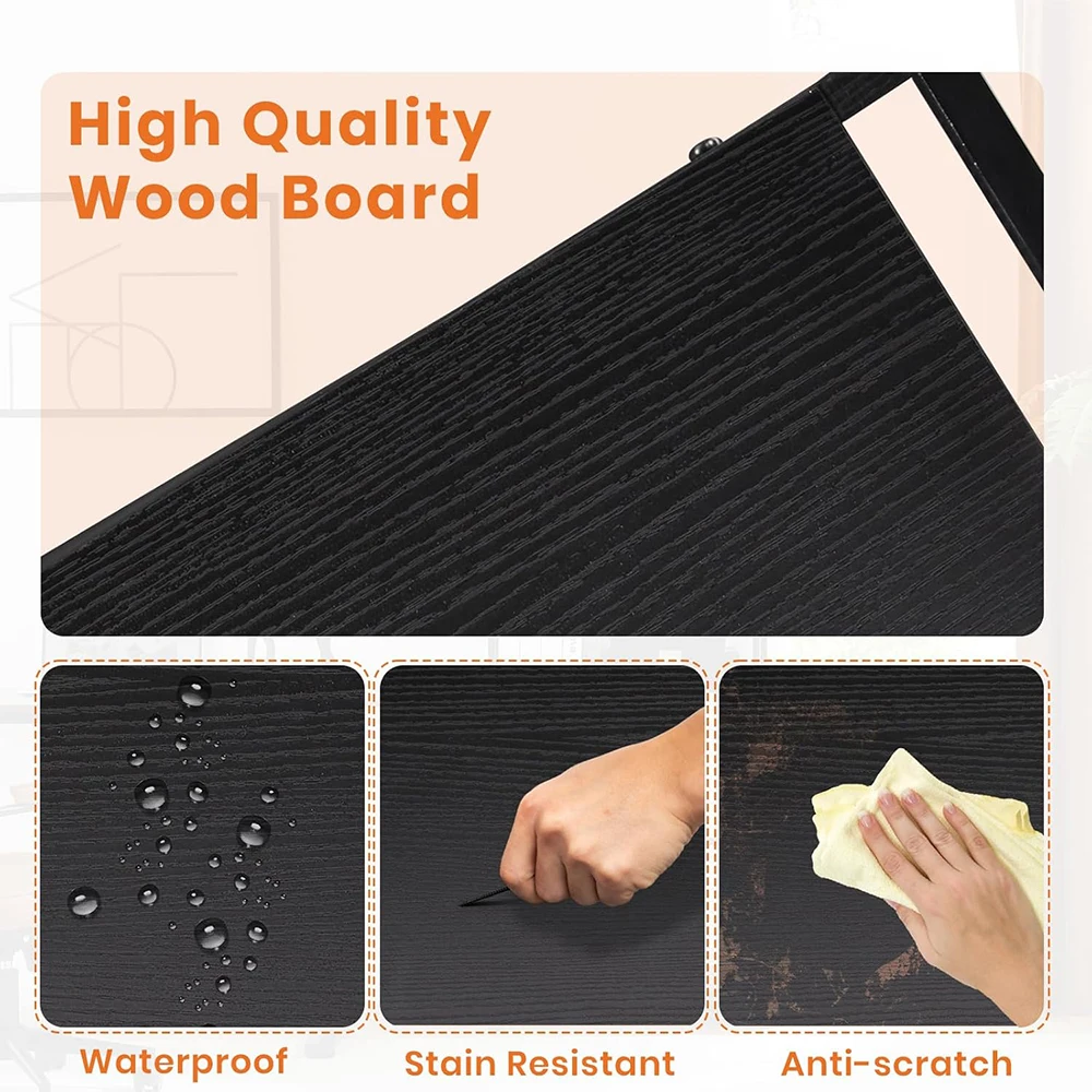 product 5 tier wooden rustic modern tall bookcase storage organizer for home office living room  bedroom-3