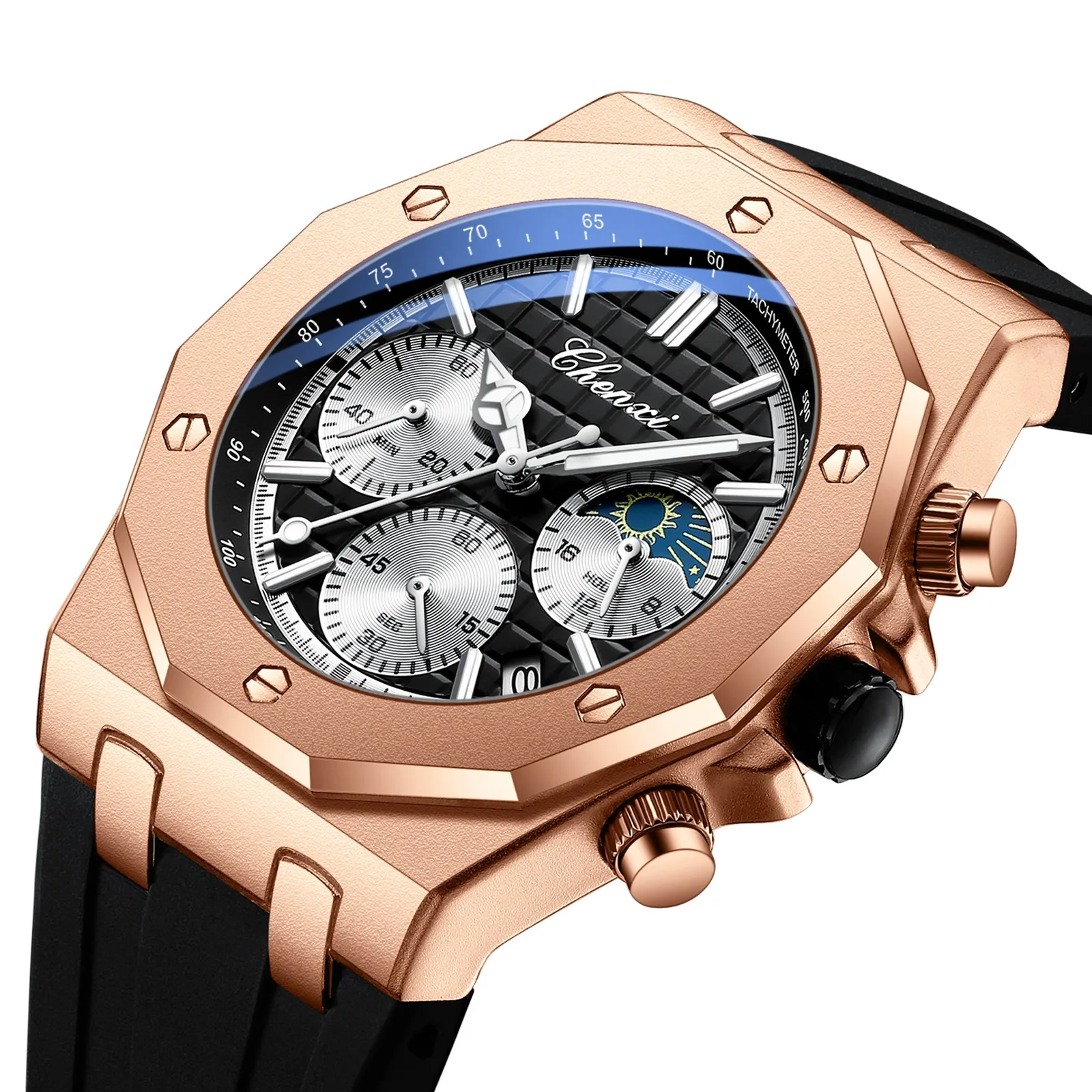 Men's Luminous Waterproof Quartz Chronograph Watch - Gold