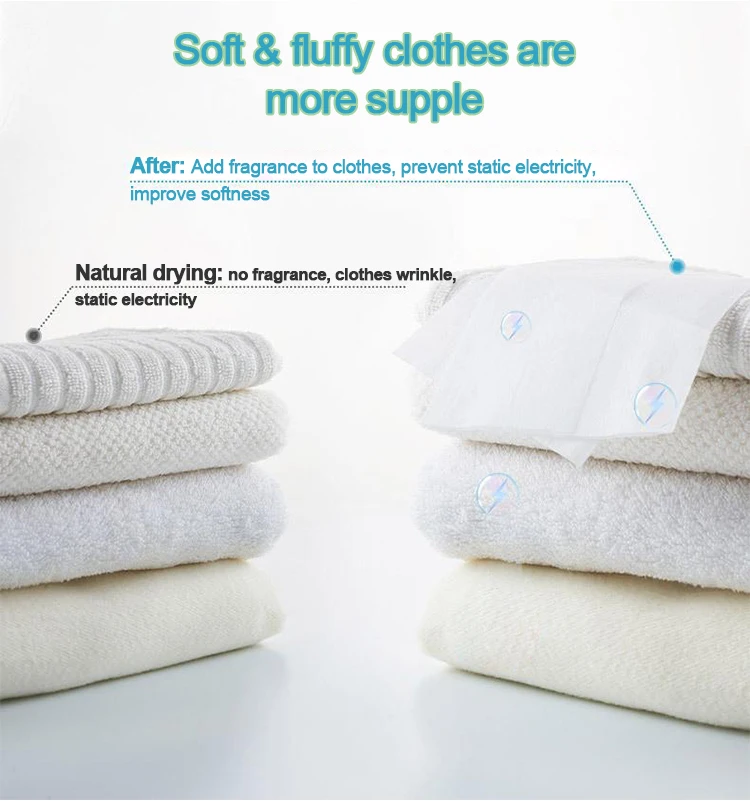 Hot Selling Eco Friendly Fabric Softener Dryer Sheets Laundry Softener Eco Sheets For Wholesales factory