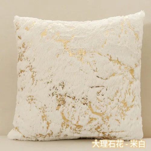 Luxury Pillow Cover Gold Print Pillow Covers Decorative Pillow Faux Fur