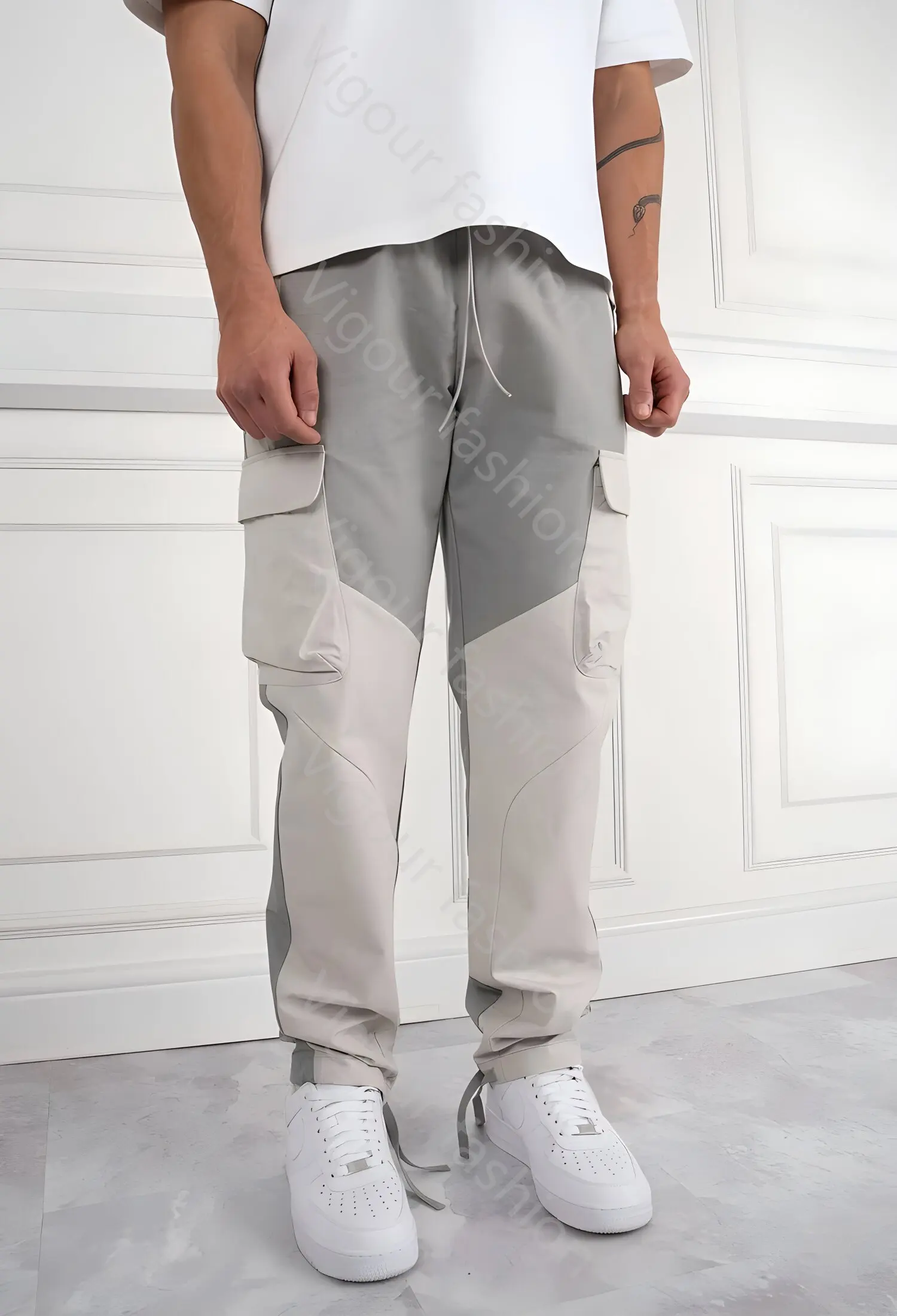 Custom Baggy Loose Fit Cargo Stacked Men Woven Blanket Tapestry Pants