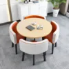 Wood color + orange and white leather