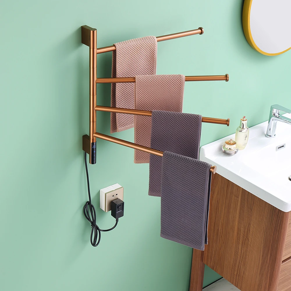 Smart Bathroom Towel Dryer - Heated Rack in Brushed Gold