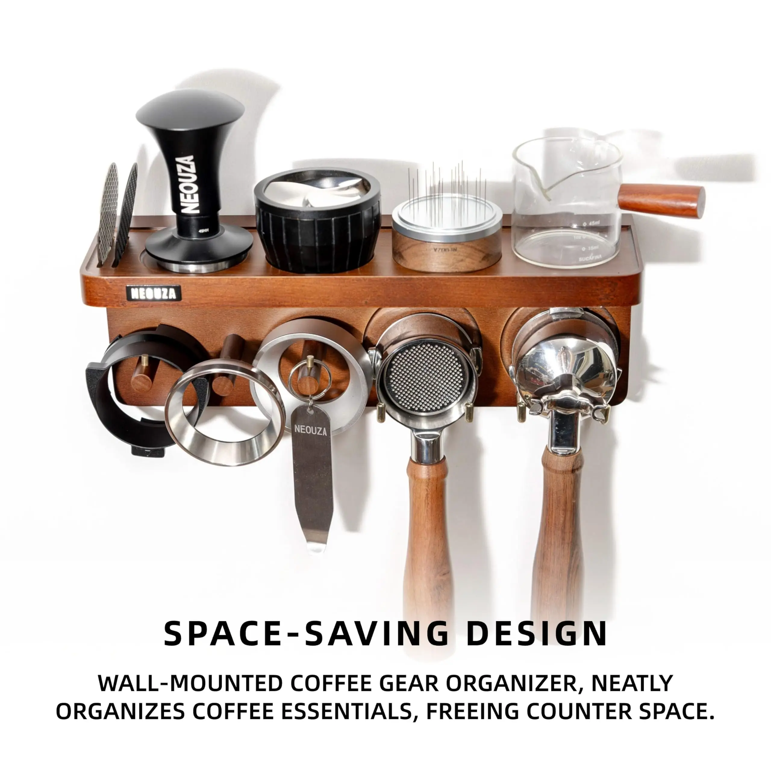 Custom Wooden Espresso Station Organizer Espresso Accessories Rack Stand Wall-Mounted Storage Rack Coffee Bar Holder