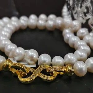 High End Brand Round Natural Freshwater Pearl Necklace, Suitable for Women, Fashionable and Luxurious Trendy Necklace