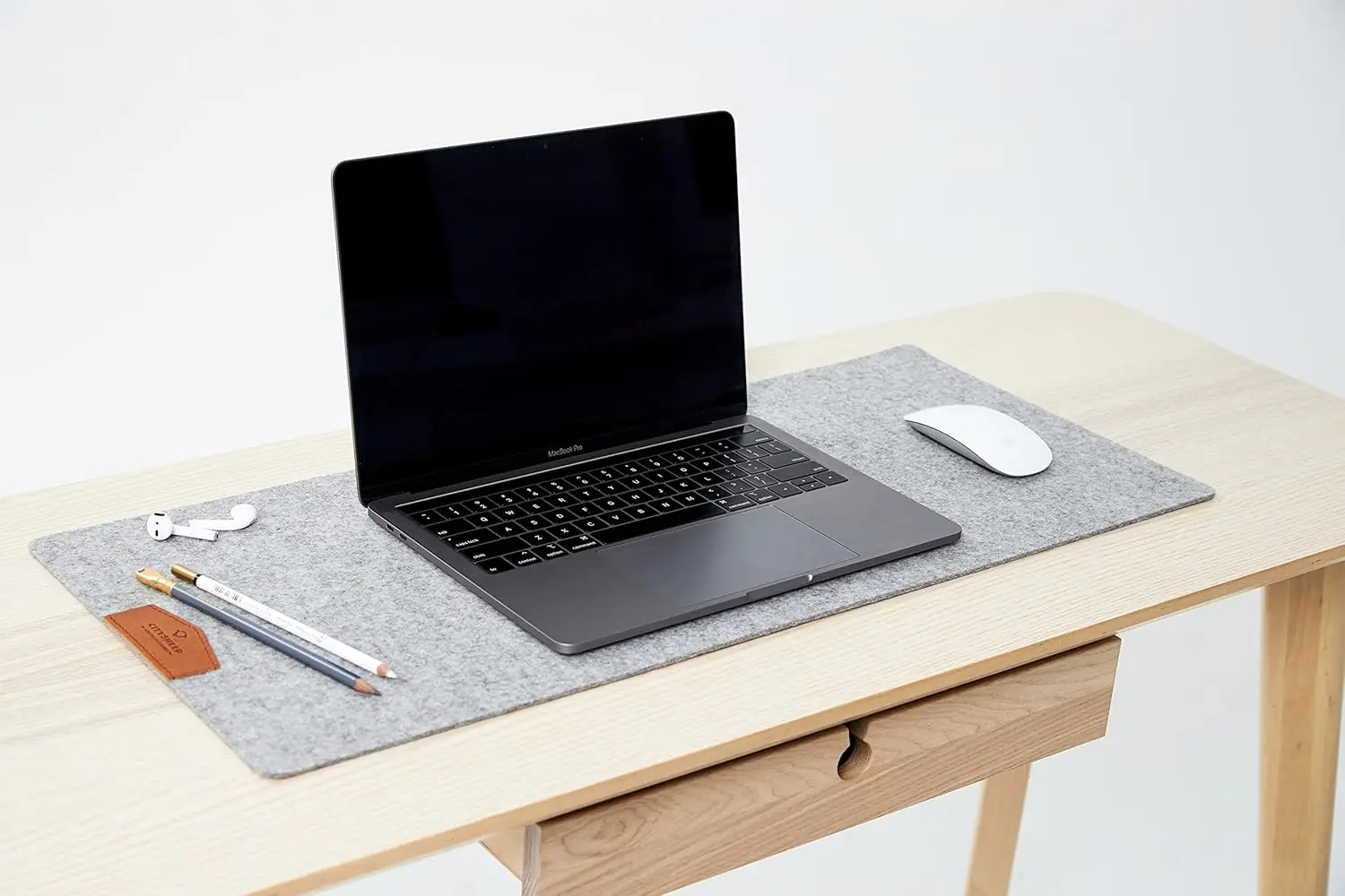 Mosen Large Merino Wool Felt Desk Pad - Non-Slip, Luxury Desk Mat In Charcoal, 31"x19"