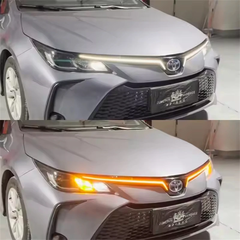 Front Led Grille Center Light DRL for Toyota corolla 2019 2020 - 2024 Daytime Running Hood Lights Turn Signal Grill Strip Lamp
