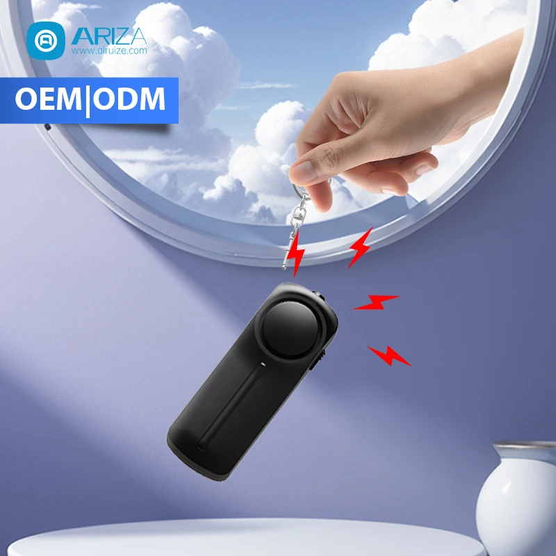 Portable 130 DB Loud Sound Personal Alarm Anti-Theft Security Device with LED Light Flashlight and Keychain