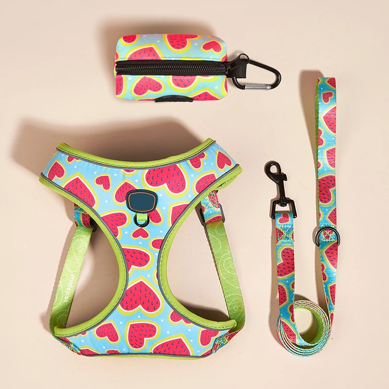 Factory source Custom Dog Harness Set with Matching Leash Collar Crossbody Shoulder Bag All Made Durable Polyester Manufacturer Designer
