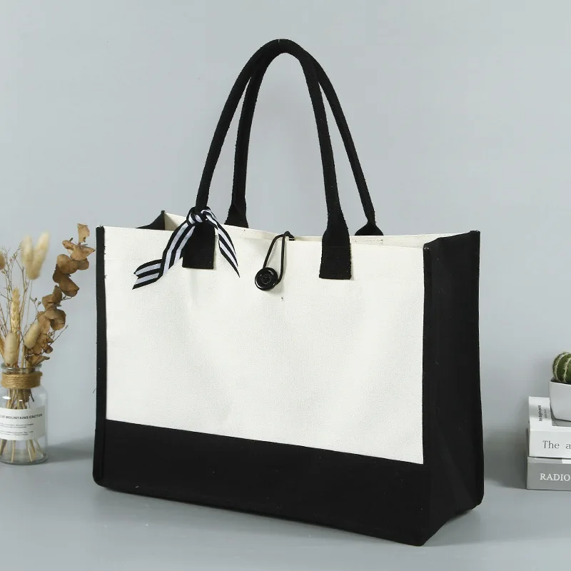 Women's Canvas Tote Shoulder Bag with Hasps Closure Portable Design Custom Logo Option Reusable Shopping Bag for Daily Use Gift - Image 5