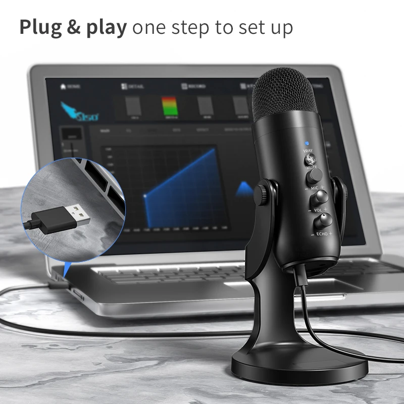 USB Microphone Professional Condenser Mic For PC Computer Laptop Recording Studio Singing Game Streaming Mikrofon Live Broadcast