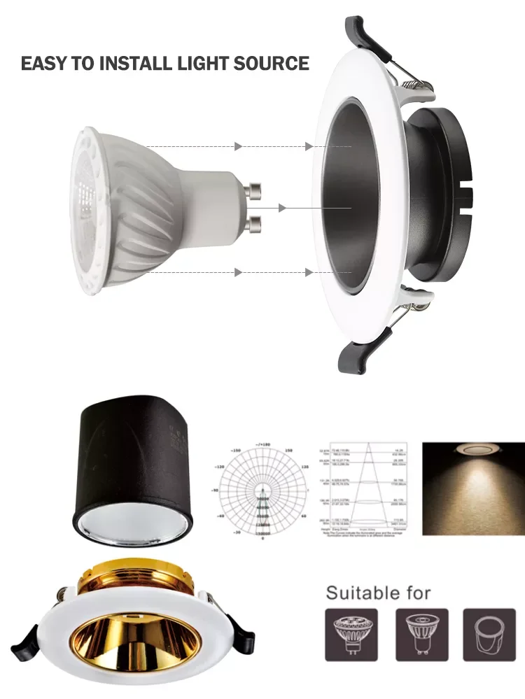 New Mr16 Led Trim Aluminum Housing Retrofit Spot Light Fixture