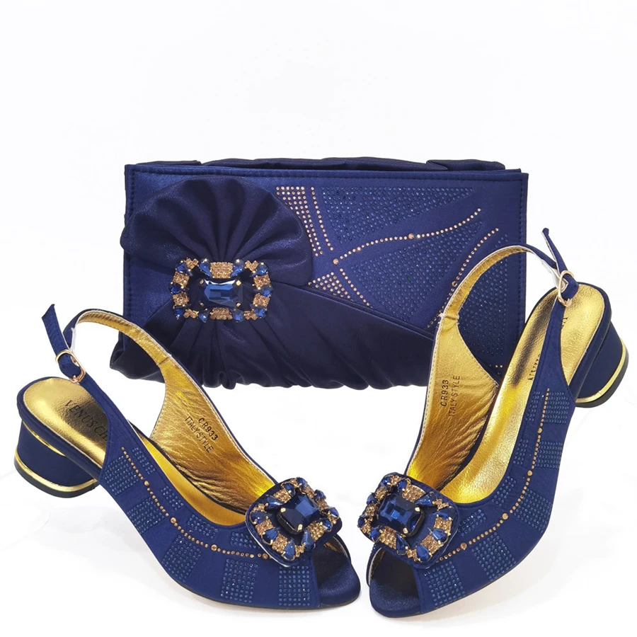 Navy Blue Color Shoes And Matching Bag for Party African Ladies Shoes And Bag Set Italian Design Women Wedding Shoes And Bag Alibaba