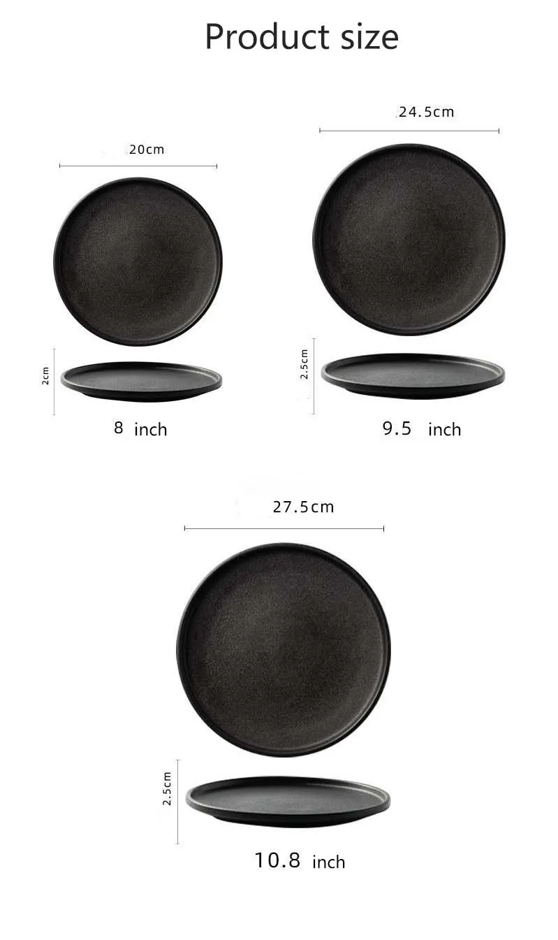 Luxury Modern Porcelain Japanese Style Ceramic Black And White Plates Sets Dinnerware Dishes