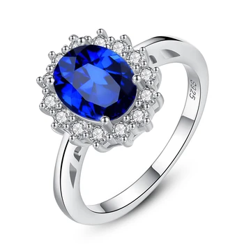 Best Selling 925 Sterling Silver Gemstone Sapphire Bling Rings For Engagement Custom Fashion Women Ring