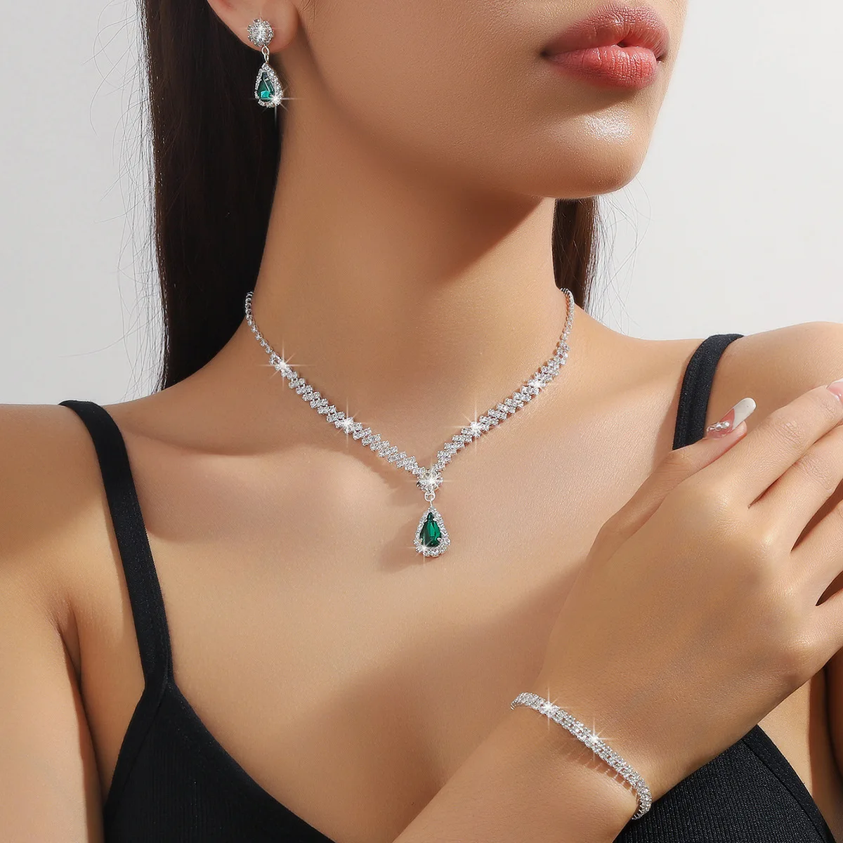 silver necklace for formal dress Silver Beaded Sweetheart Mermaid Long Formal Dress with Slit Silver / 4 / Spandex main image 1