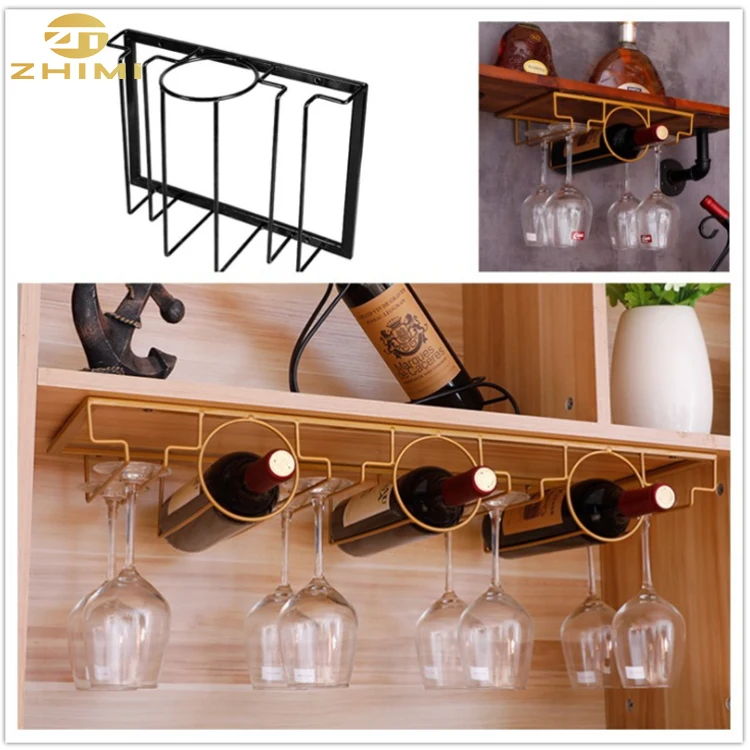 Wrought Iron Wall Mounted Hanging Wine Glass Holder Stemware Rack Wine Bottle Display Storage Under Cabinet Buy Hanging Stemware Rack Wine Bottle Display Rack Wine Rack Wall Mounted Product On Alibaba Com