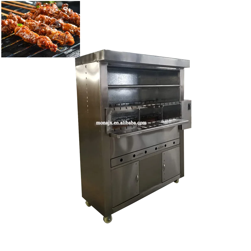 Brazilian Automatic Rotating Charcoal Roast Grill Machine/LGP Gas Shawarma Meat Barbecue Stove/Electric Heating Doner Kebab BBQ