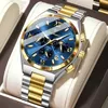 4 blue dial silver gold strap