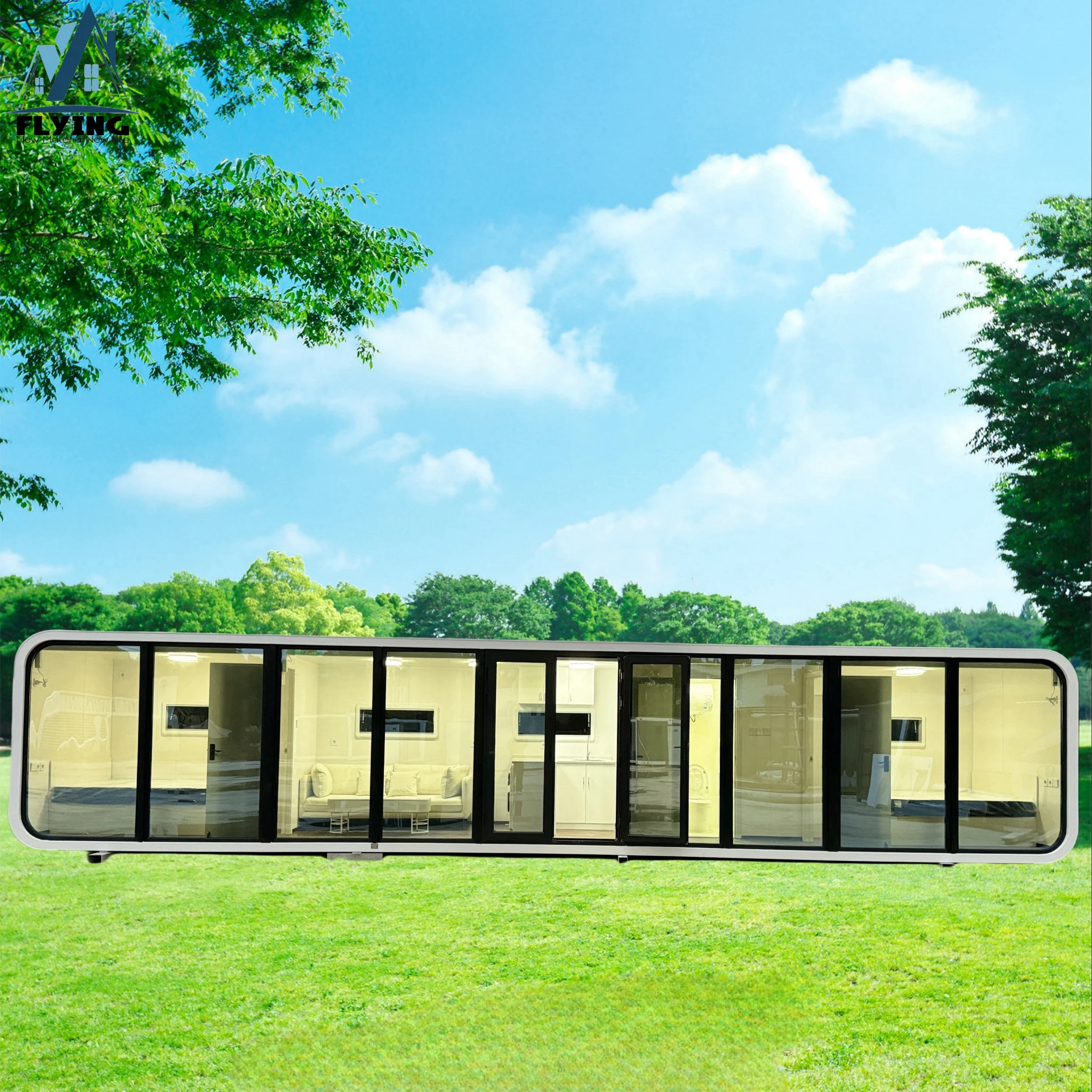 Outdoor Portable Mobile Tiny Prefabricated Steel Structure Greenhouse Modular Apple Cabin Container House for Home Hotel/Villa