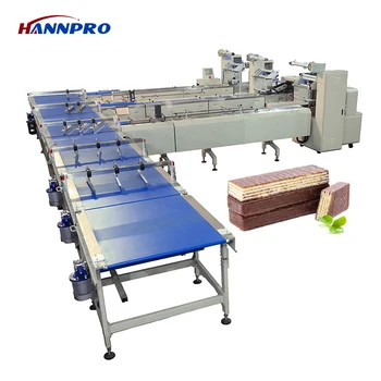 Horizontal Wafer biscuit/cookies packing machine auto case flow packer,full automatic pillow bag packing equipment