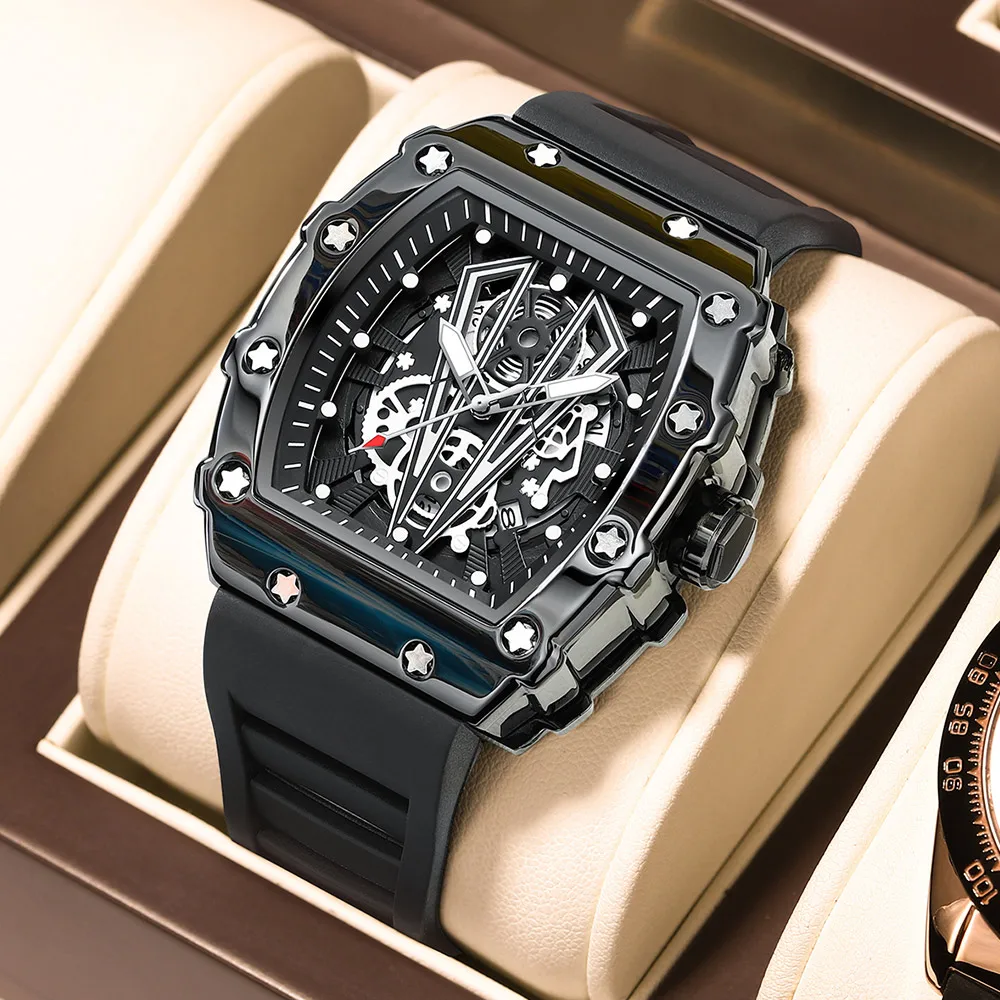 POEDAGAR 995 Brand New High Quality Ready to Ship Fancy Design Factory Wholesale Promotional Men Quartz Watches Silicone Strap