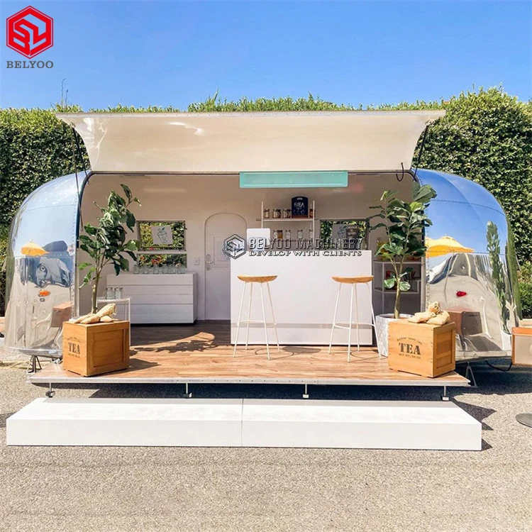 Belyoo Customized Stage Trailer Coffee Carts Mobile Marketing Stage Truck Mobile Bar Trailer Vintage Food Truck