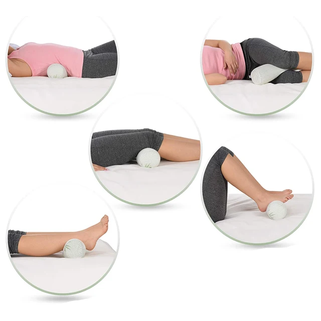 Round Cervical Roll Cylinder Bolster Pillow With Removable Washable